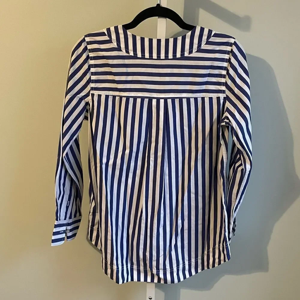 J. Crew Bold Stripe Cotton Poplin Tunic Blue